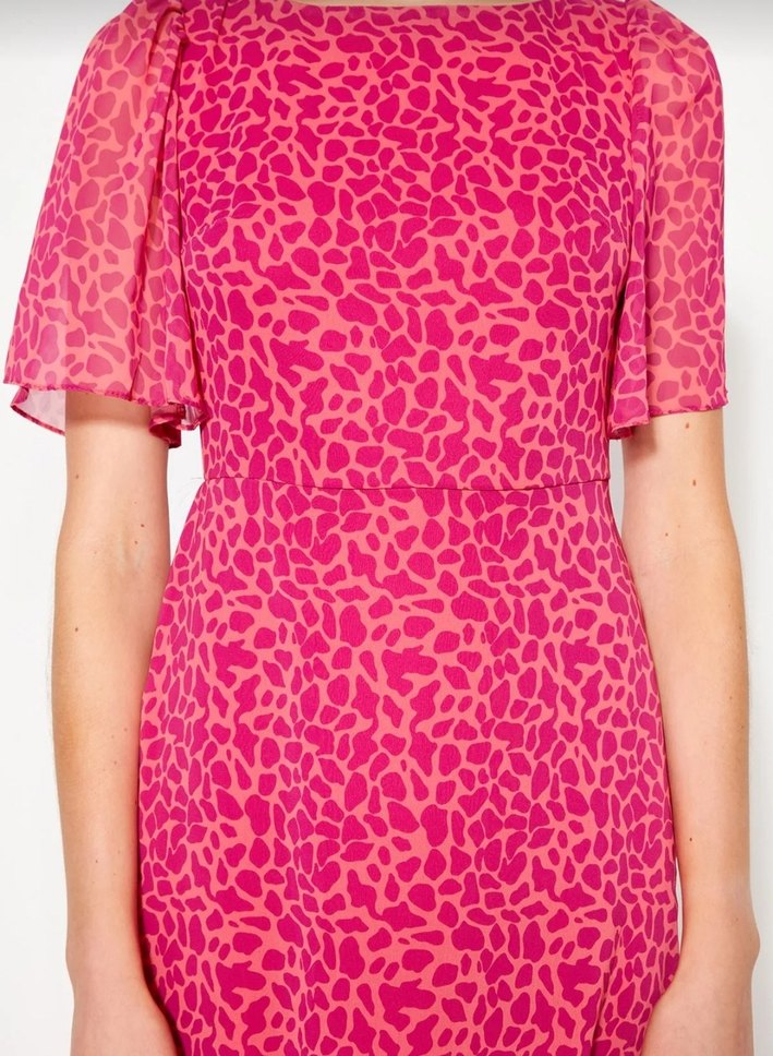 PEMBE DESENLİ A KESİM  ELBİSE - Görsel 5