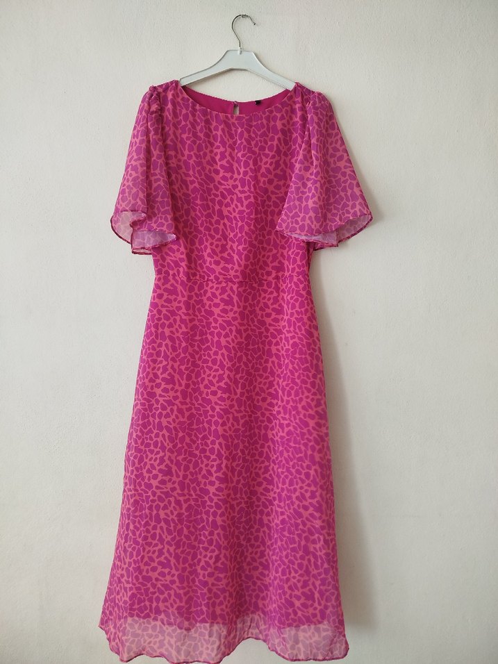 PEMBE DESENLİ A KESİM  ELBİSE - Görsel 2