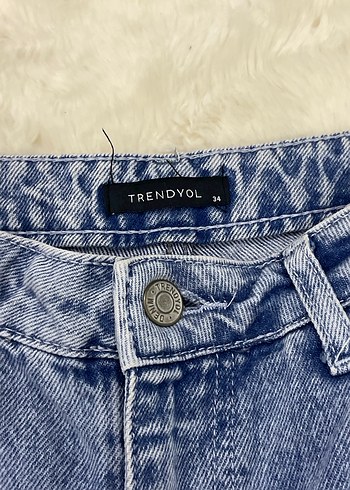 34 Beden mavi Renk Kadın Gri Yırtık Detaylı Midi Kot Pantolon