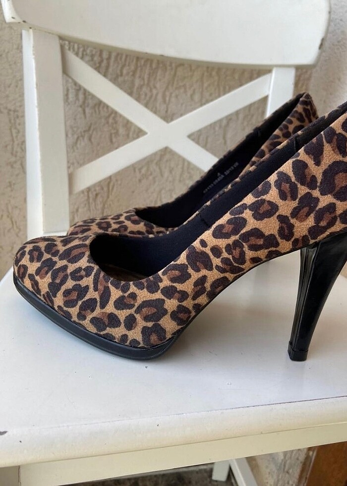 Leopar topuklu platformlu ayakkabı - Görsel 2
