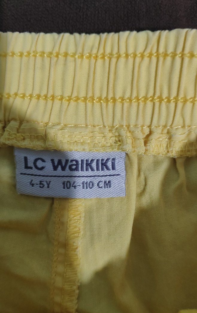 Sarı Keten Rahat Kesim Kız Şortu, hediyelidir  - Görsel 3