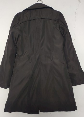 Düğmeli Siyah Midi Trench Coat - Görsel 2