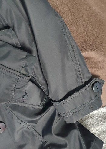 Düğmeli Siyah Midi Trench Coat - Görsel 5