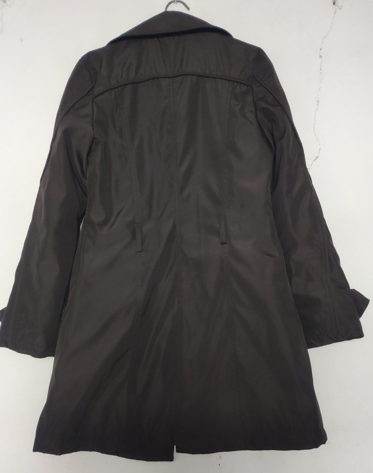 Düğmeli Siyah Midi Trench Coat - Görsel 2