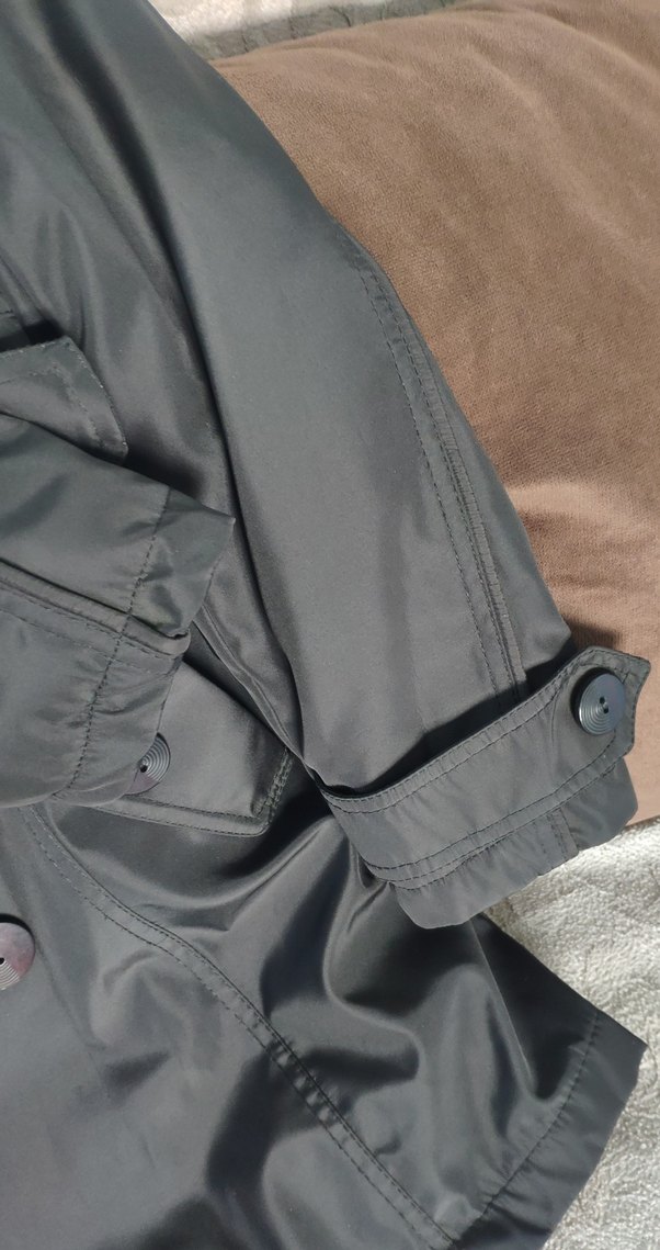 Düğmeli Siyah Midi Trench Coat - Görsel 5