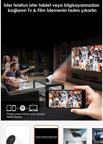 Beyaz Android 11 Bluetooth Projeksiyon Cihazı - Görsel 2