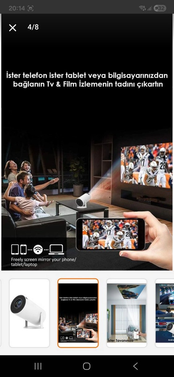 Beyaz Android 11 Bluetooth Projeksiyon Cihazı - Görsel 2