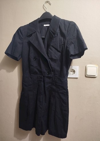 Düğmeli Siyah Kısa Tulum - Görsel 2