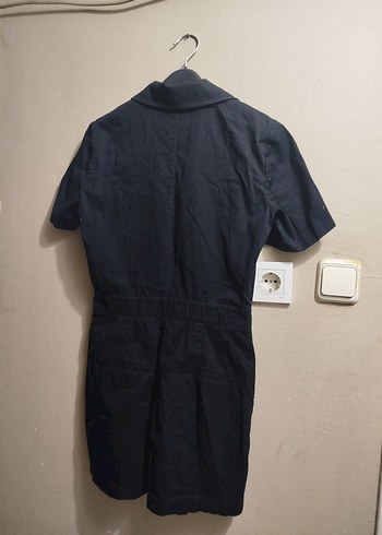 Düğmeli Siyah Kısa Tulum - Görsel 3