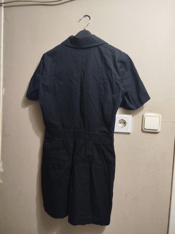 Düğmeli Siyah Kısa Tulum - Görsel 3