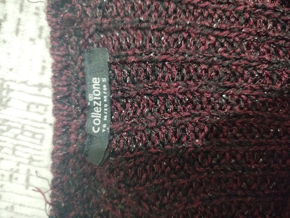 Bordo Örgü Kadın Uzun Kollu Kazak - Görsel 2