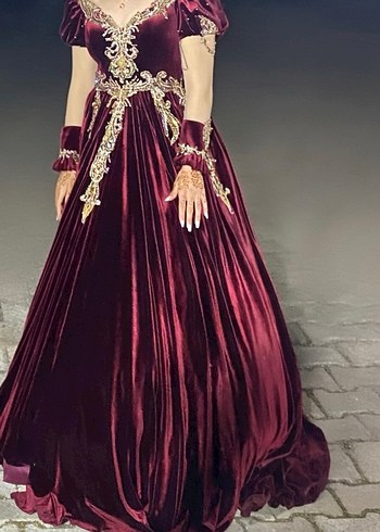 Bordo  Uzun Kollu Kadın Bindallı/kınalık - Görsel 2