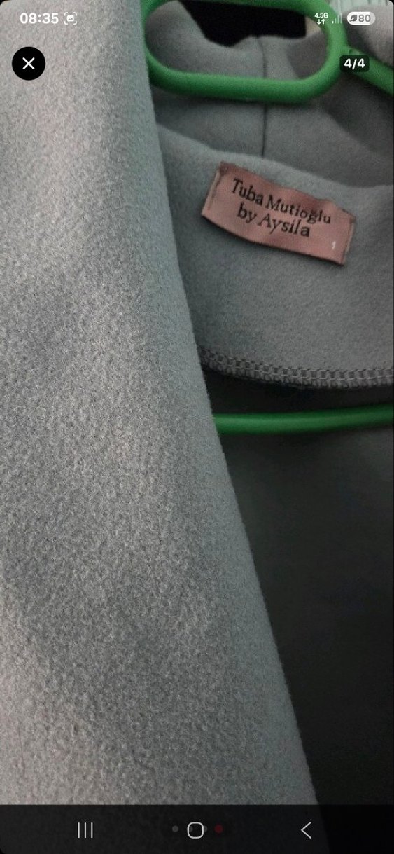 Gri Uzun Düğmeli Kadın Kaban - Görsel 4