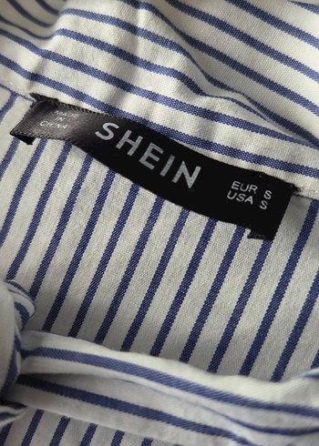 Kısa Kollu Mavi Çizgili Kadın Gömlek - Görsel 3