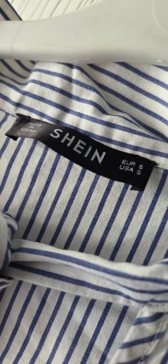 Kısa Kollu Mavi Çizgili Kadın Gömlek - Görsel 3