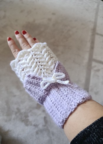 Bohem Stil Örgü Parmaksız Kadın Eldiveni - Görsel 5