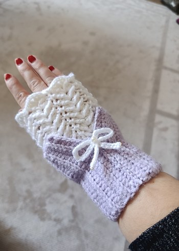 Bohem Stil Örgü Parmaksız Kadın Eldiveni - Görsel 6