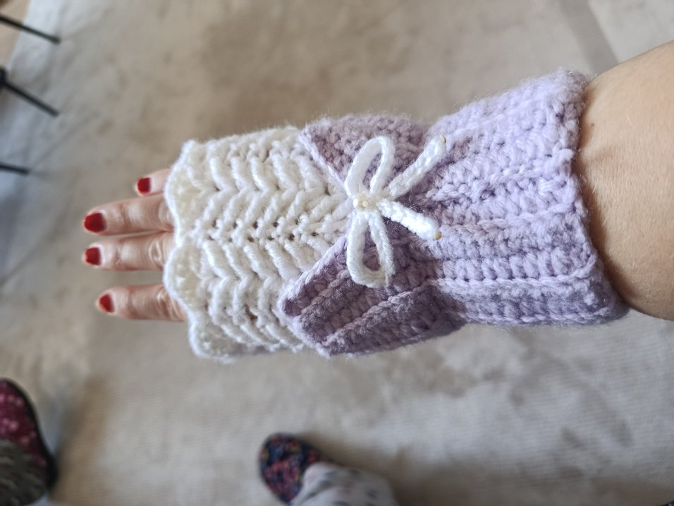 Bohem Stil Örgü Parmaksız Kadın Eldiveni - Görsel 4