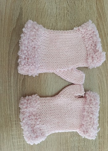 Pembe simli Örgü Bohem Kadın Eldiveni - Görsel 3