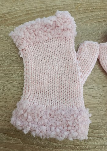 Pembe simli Örgü Bohem Kadın Eldiveni - Görsel 2