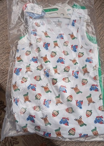 Bebek için 3'lü Desenli ve Düz Atlet - Görsel 2