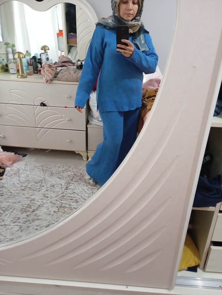 Mavi Örme Kadın Rahat Takım - Görsel 2