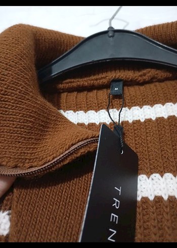 Kadın Kahverengi Çizgili Örgü Triko - Görsel 2