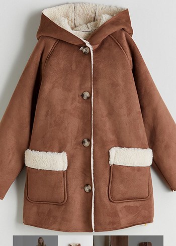 Kürklü Süet Kadın Ceket Kapüşonlu - Görsel 2