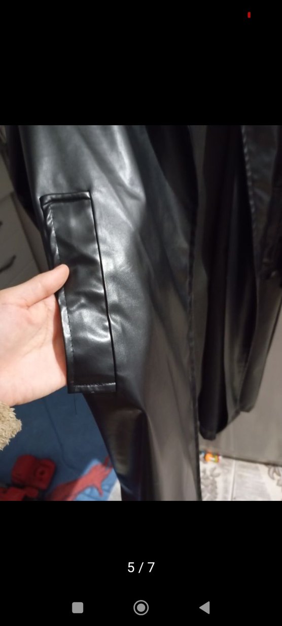 Siyah Deri Kemerli Uzun Trençkot - Görsel 3