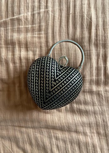 Gri Nakışlı Metal Tokalı tel kırma Vintage Clutch Çanta
