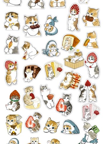 3'lü Pastel Kahverengi Kedi stickerleri - Görsel 2