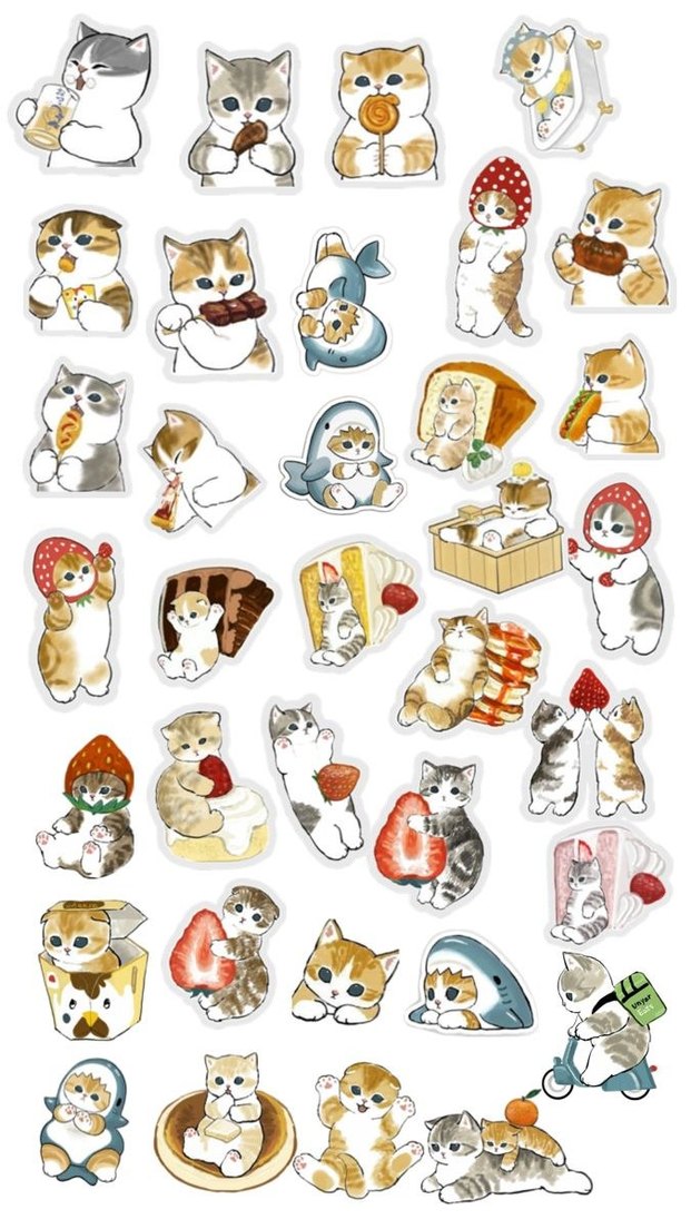 3'lü Pastel Kahverengi Kedi stickerleri - Görsel 2