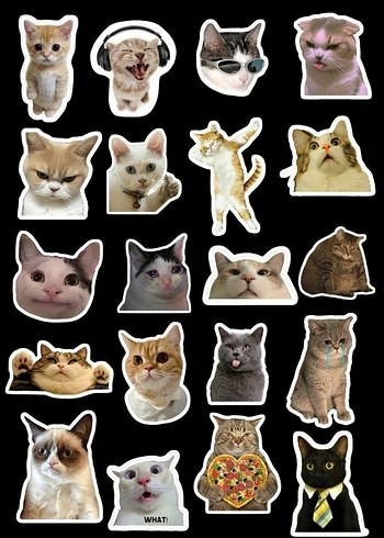 89'lu Pastel Pembe Kedi Temalı Stickerler - Görsel 3