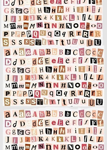 Karışık Harflerden Oluşan 4'lü sticker seti - Görsel 2