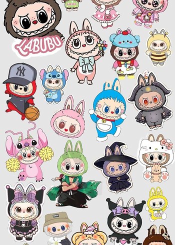 Labubu, stich, sonny Angel figürlü cıkartmalar - Görsel 2