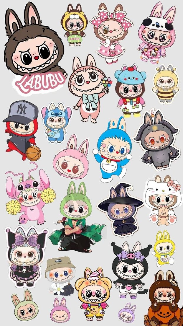 Labubu, stich, sonny Angel figürlü cıkartmalar - Görsel 2