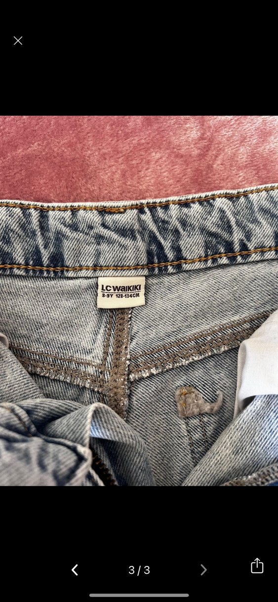 Gri Batik Desenli Bol Kesim Kadın Kot Pantolon - Görsel 3