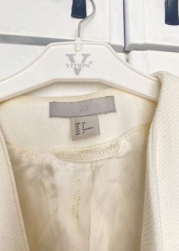 34 Beden beyaz Renk Düğmeli Beyaz Kadın Blazer Ceket