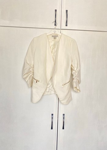 Düğmeli Beyaz Kadın Blazer Ceket