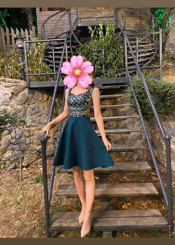 Payet İşlemeli V Yaka  Elbise - Görsel 5