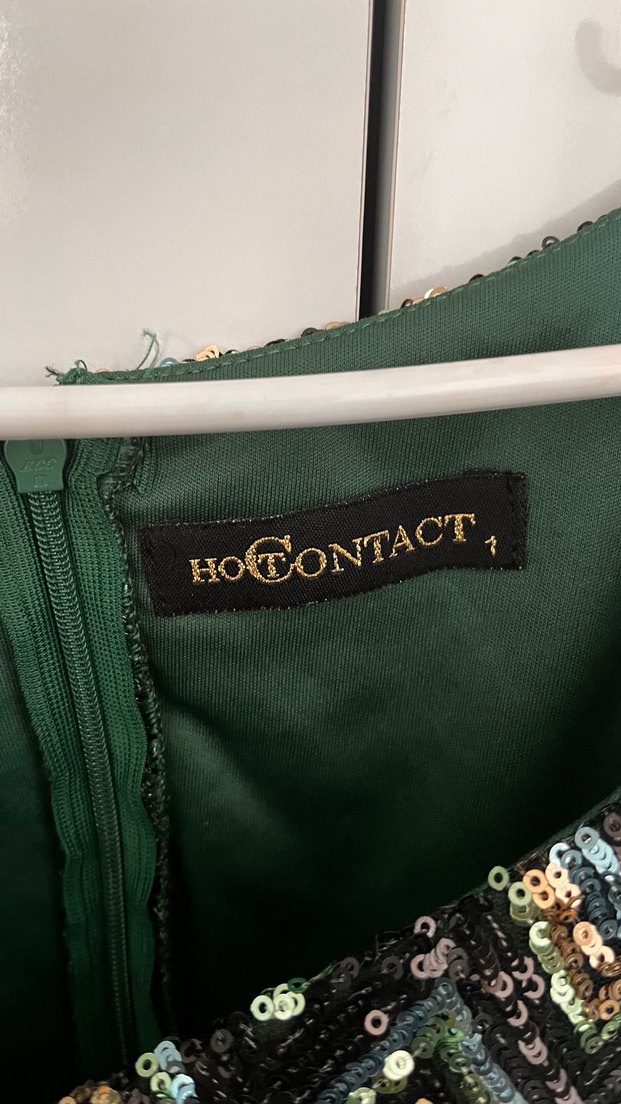 Payet İşlemeli V Yaka  Elbise - Görsel 3