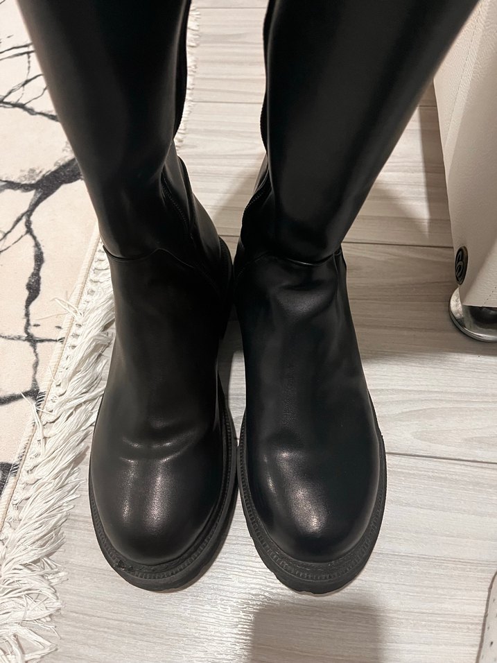 Siyah Diz Boyu Kadın Çizme - Görsel 4
