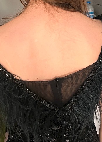 Siyah v yaka abiye elbise - Görsel 6