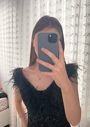 Siyah v yaka abiye elbise - Görsel 2