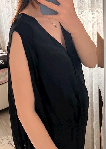 Siyah Askılı Midi Kadın Tulum - Görsel 3