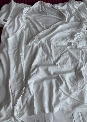 Beyaz V Yaka Uzun Kollu Hamile Pijama Takımı - Görsel 4