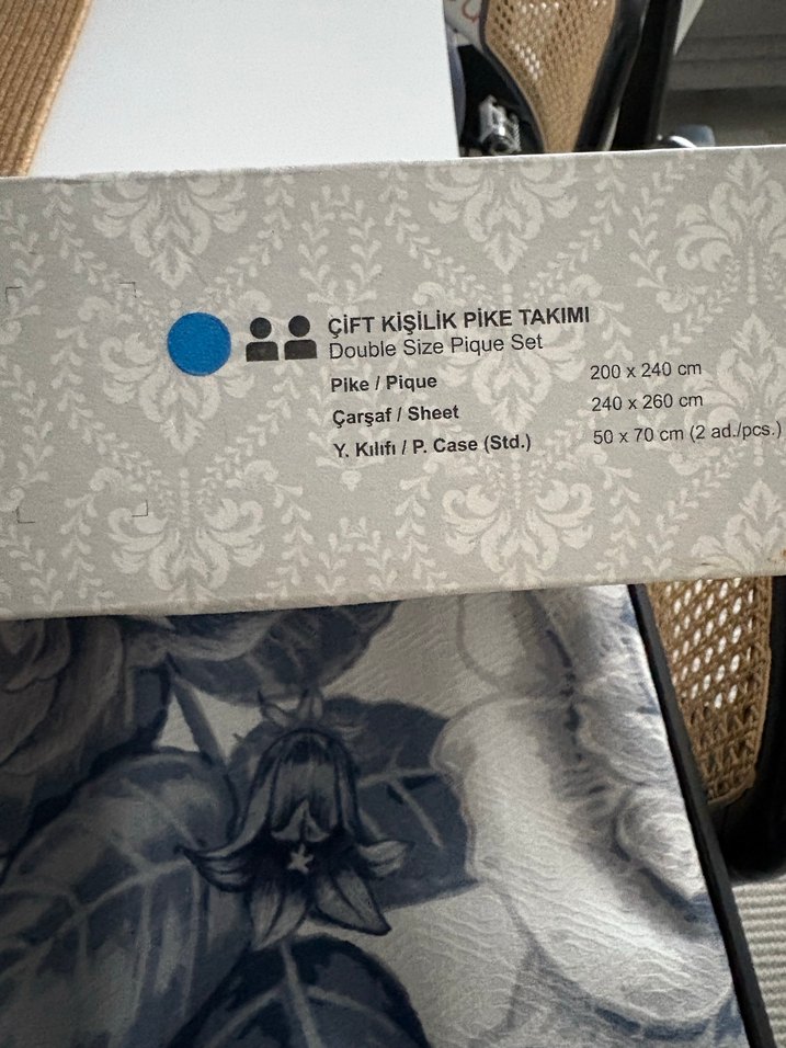 Gri Çiçek Desenli pike Takımı - Görsel 4