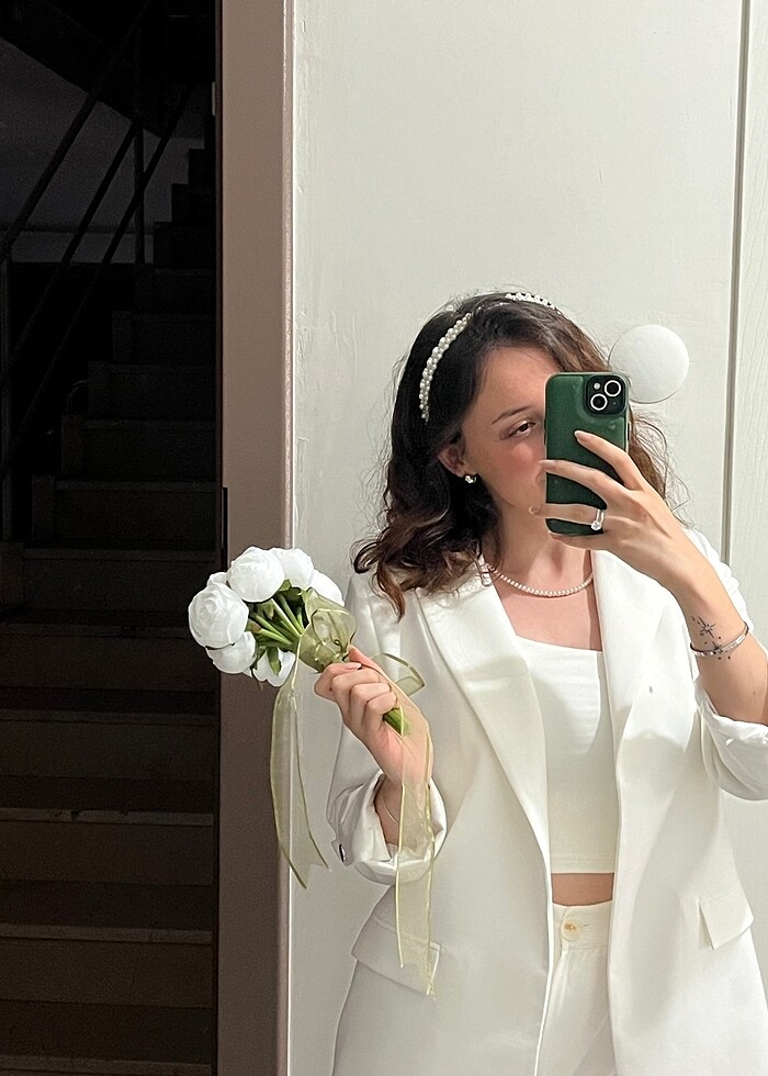 Ekru blezer ceket - Görsel 2