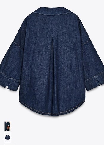 Zara Kadın Lacivert Bol Kesim Denim gömlek