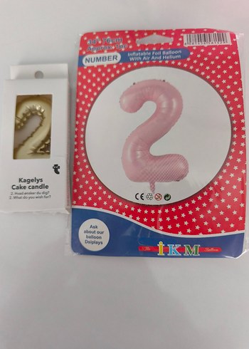 Pembe Pastel Rakam Balon ve Pasta Mumu 2